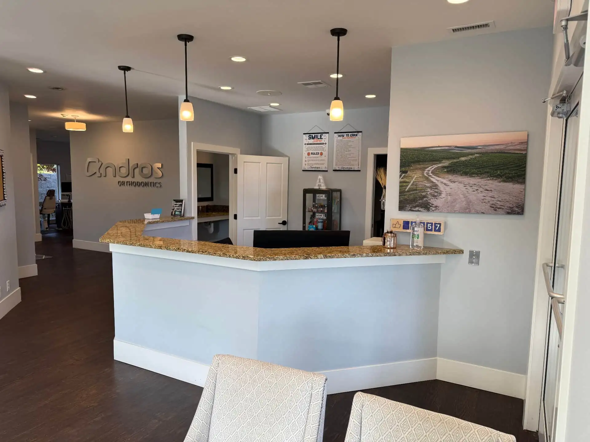 The reception area at Andros Orthodontics, a short drive from Richland
